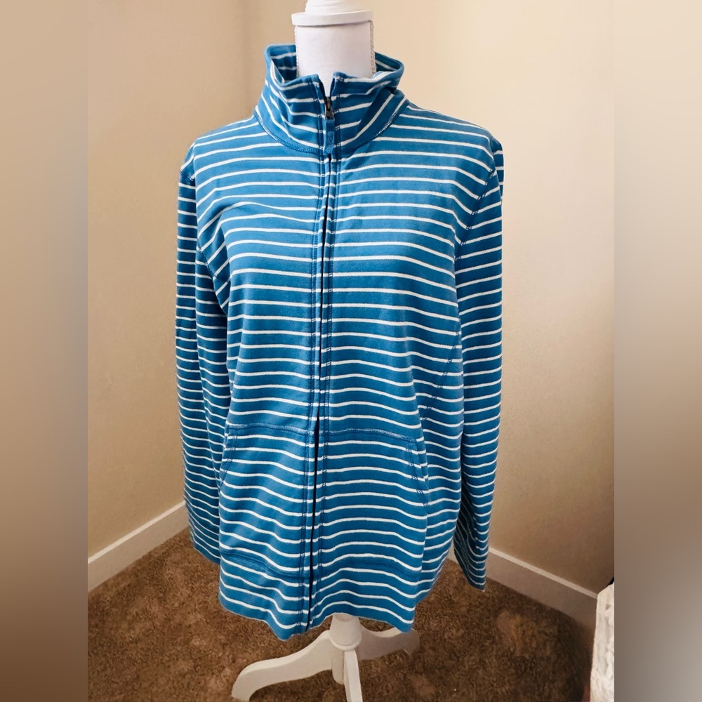 LL Bean Striped Blue Zip-Up Jacket
